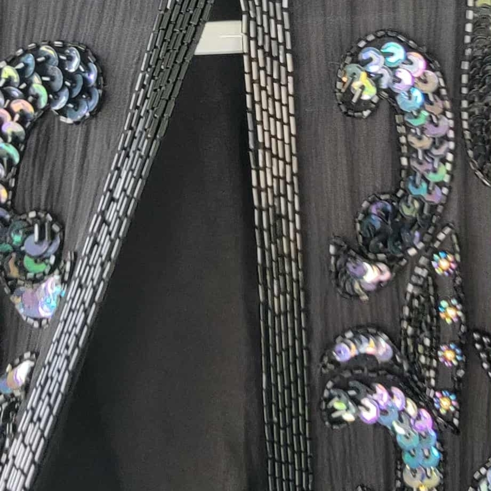 Vintage Beaded Silk Evening Jacket Sequin Blazer Glam Art Deco Style - Picture 12 of 13